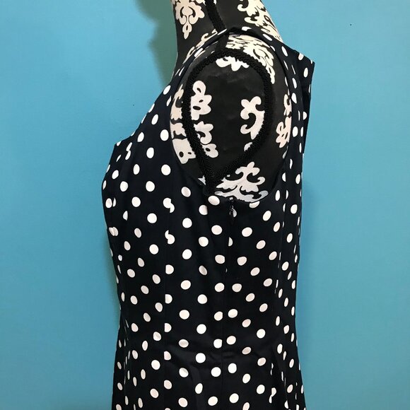 Ralph Lauren Polka Dot Woman's Dress EUC Rockabilly Size 12 Black & White Retro - Picture 4 of 16